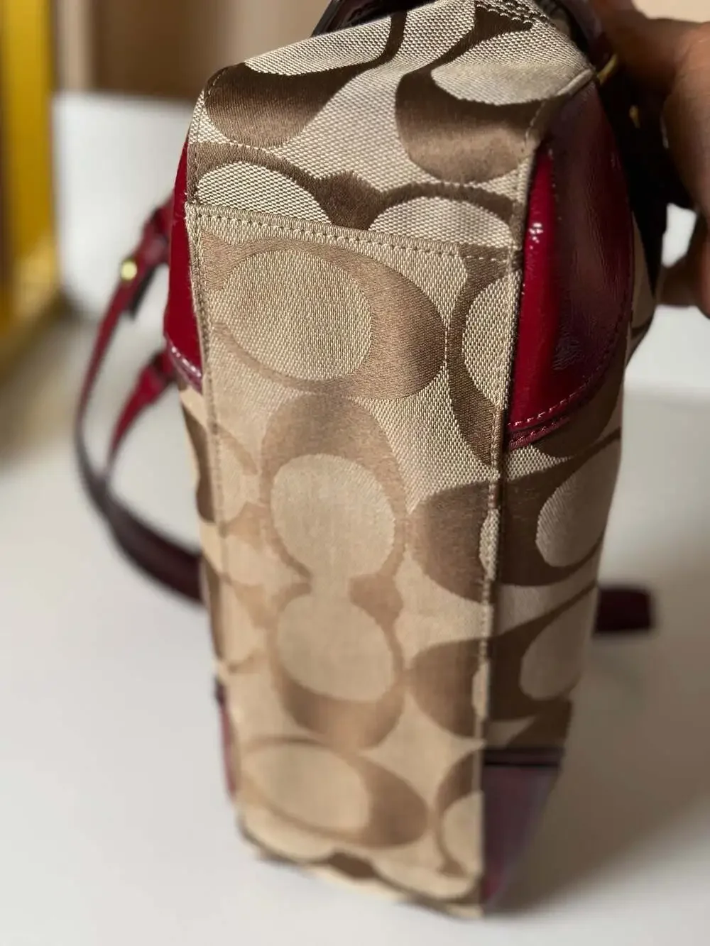 Beautiful Coach Legacy canvas burgundy, brown